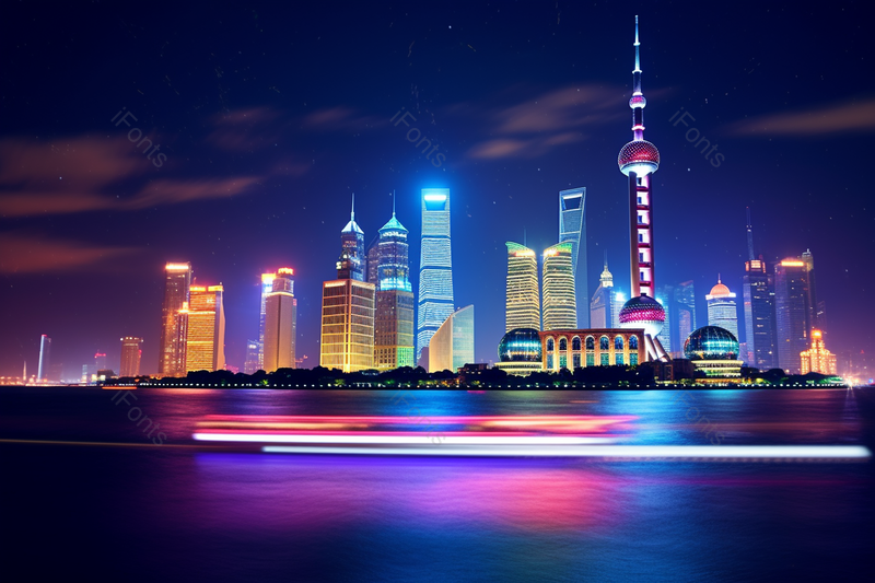夜空下灯火辉煌的商业街市中心夜景延时拍摄,高清,摄影图,摄影图片,图片大全,摄影图免费下载